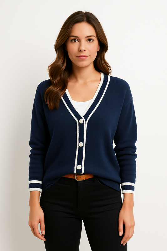 Women's Buttoned V-Neck Sweater